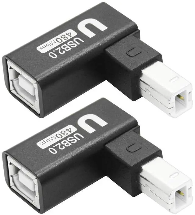 Main image of 90 Degree USB B 2.0 Printer Adapter Up Angle USB Type B Male to Female Connector MIDI Extender Aluminium Hull for Printer  Electric Piano and More Devices