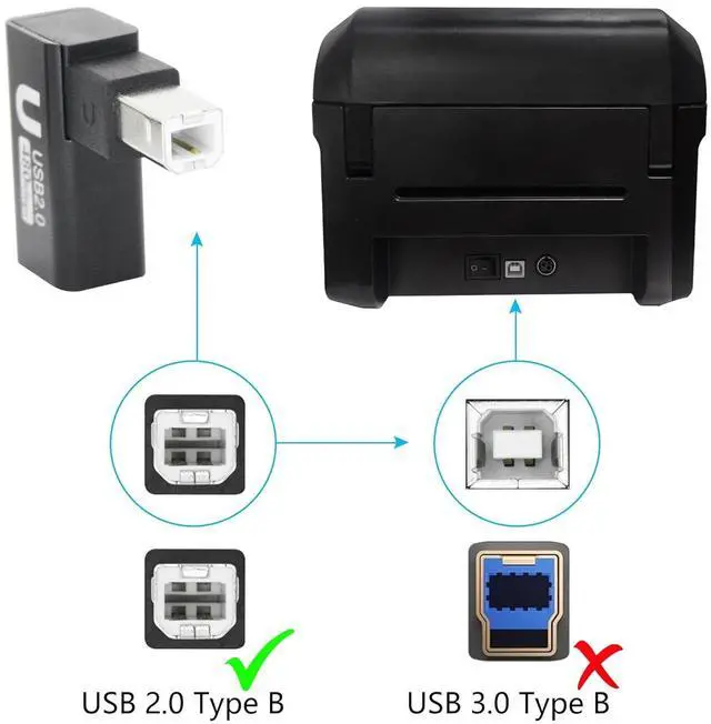 Alt view image 4 of 7 - 90 Degree USB B 2.0 Printer Adapter Up Angle USB Type B Male to Female Connector MIDI Extender Aluminium Hull for Printer  Electric Piano and More Devices