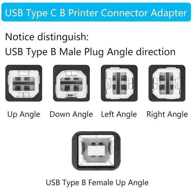 Alt view image 5 of 7 - 90 Degree USB B 2.0 Printer Adapter Up Angle USB Type B Male to Female Connector MIDI Extender Aluminium Hull for Printer  Electric Piano and More Devices