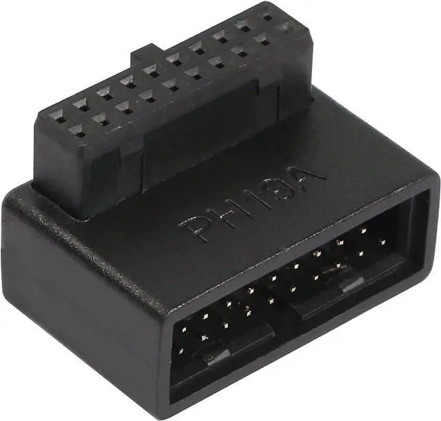 Main image of USB 3.0 19/20 Pin 90 Degree Adapter Male to Female L Turn Right Angle Socket for Desktop Motherboard Internal Connector Up Angled(PH19A)