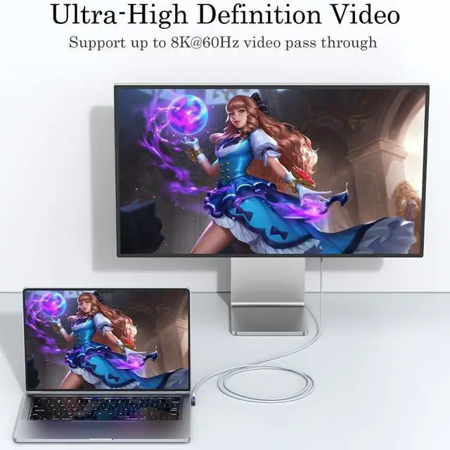 Alt view image 4 of 7 - 90 Degree USB C Adapter (2 Pack) L Shape Left and Right USB Type C Connector for Meta Quest MacBook iMac iPad iPhone 16 15 Series and Other Type C or Thunderbolt 4/3 Devices - Blue