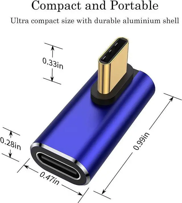 Alt view image 5 of 7 - 90 Degree USB C Adapter (2 Pack) L Shape Left and Right USB Type C Connector for Meta Quest MacBook iMac iPad iPhone 16 15 Series and Other Type C or Thunderbolt 4/3 Devices - Blue