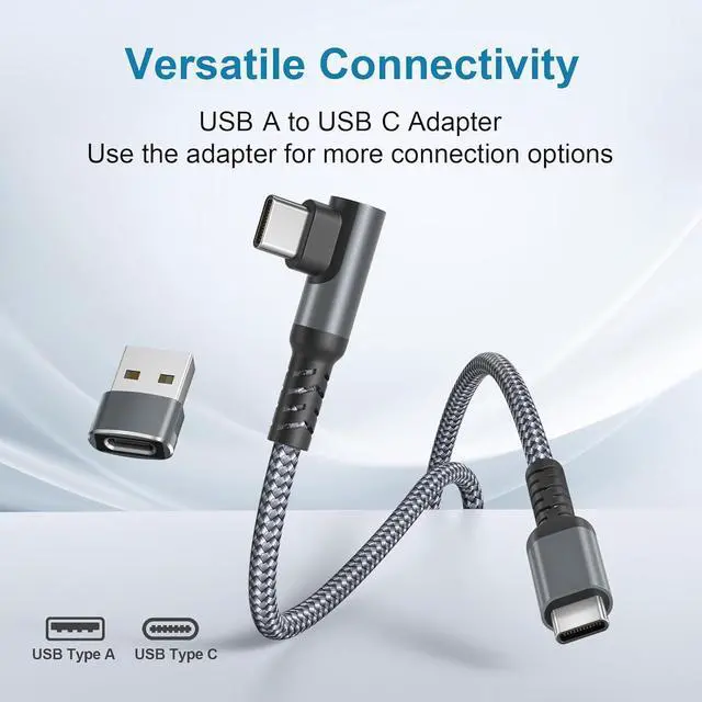 Alt view image 5 of 7 - iPhone 16e 15 Pro Max Plus Charger Cable 3.3FT USB C to Type C Cord 100W Right Angle 90 Degree with USB Adapter PD Fast Charging Cord for  S25 S24 iPad mini 8 iPad 12th Air 7th