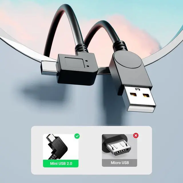 Alt view image 2 of 7 - Mini USB Cable 90 Degree USB 2.0 A to Mini B USB Cable Right Angle USB 2.0 A-Male to Mini-B Adapter Cord Power Charger Wire for GPS Car Dash Cam Dashcam DVR Backup Camera Camcorder-3pcs