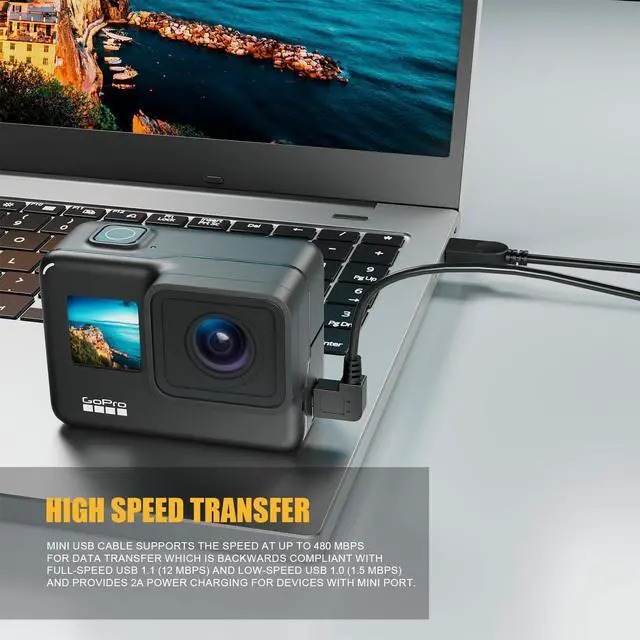 Alt view image 4 of 7 - Mini USB Cable 90 Degree USB 2.0 A to Mini B USB Cable Right Angle USB 2.0 A-Male to Mini-B Adapter Cord Power Charger Wire for GPS Car Dash Cam Dashcam DVR Backup Camera Camcorder-3pcs