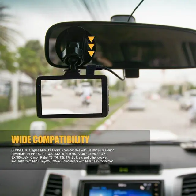 Alt view image 5 of 7 - Mini USB Cable 90 Degree USB 2.0 A to Mini B USB Cable Right Angle USB 2.0 A-Male to Mini-B Adapter Cord Power Charger Wire for GPS Car Dash Cam Dashcam DVR Backup Camera Camcorder-3pcs