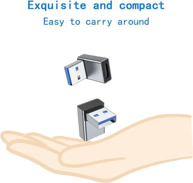 Alt view image 5 of 5 - 2Pcs USB 3.1 to USB C 90° Angle Adapter USB A Male to USB C Female L-Shaped Angle Connector for OTG Data Transfer 3A Charging for PC Laptop Tablet