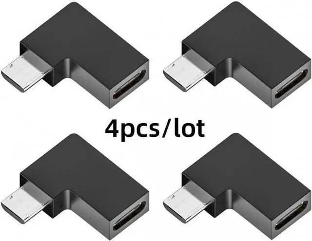Alt view image 2 of 7 - Adapter 4pcs/lot USB-C USB2.0 Type C Female to Micro USB Male Power Data Adapter 90 Degree Left Angled Type
