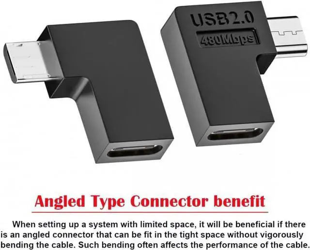 Alt view image 7 of 7 - Adapter 4pcs/lot USB-C USB2.0 Type C Female to Micro USB Male Power Data Adapter 90 Degree Left Angled Type