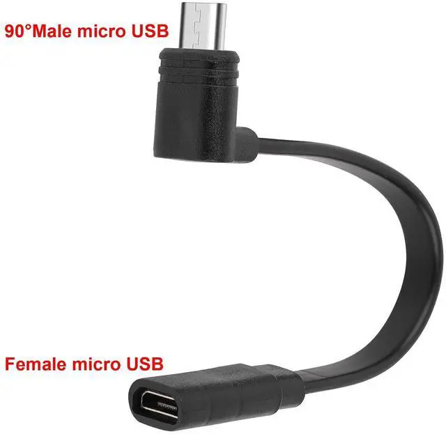 Alt view image 2 of 6 - 2 Pack Extension Cable Compatible with Wyze Cam Pan v3 and Wyze Cam v3 Pro 5inch Male to Female Extender Cord for WYZE Cam Micro USB 90 Degree Power Adapter L-Shaped Flat Cable(Black)