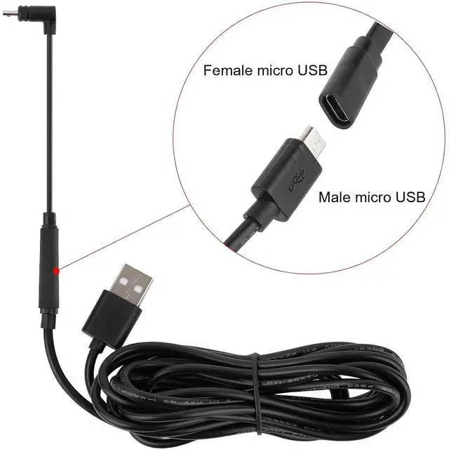 Alt view image 4 of 6 - 2 Pack Extension Cable Compatible with Wyze Cam Pan v3 and Wyze Cam v3 Pro 5inch Male to Female Extender Cord for WYZE Cam Micro USB 90 Degree Power Adapter L-Shaped Flat Cable(Black)