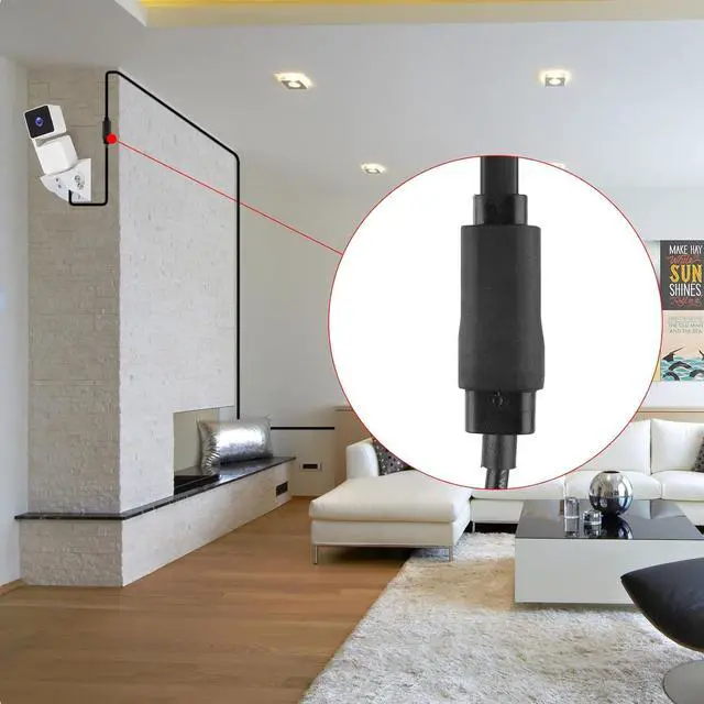 Alt view image 6 of 6 - 2 Pack Extension Cable Compatible with Wyze Cam Pan v3 and Wyze Cam v3 Pro 5inch Male to Female Extender Cord for WYZE Cam Micro USB 90 Degree Power Adapter L-Shaped Flat Cable(Black)