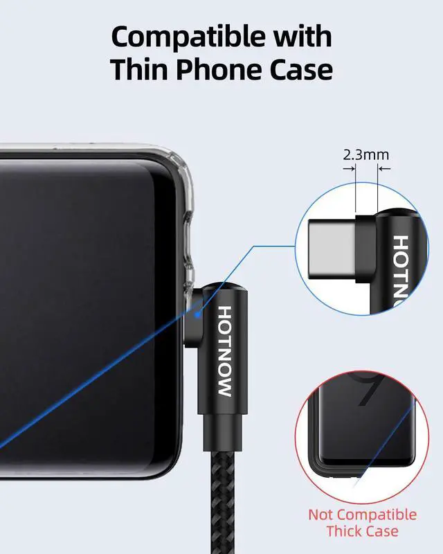 Alt view image 7 of 7 - Short USB C Cable Right Angle 1ft [3Pack 1ft] Portable USB-C Charger Nylon Braided Fast Charging Cord for  Galaxy S10 S9 S8 Plus Note 9 8 Power Bank and Other Type c Devices
