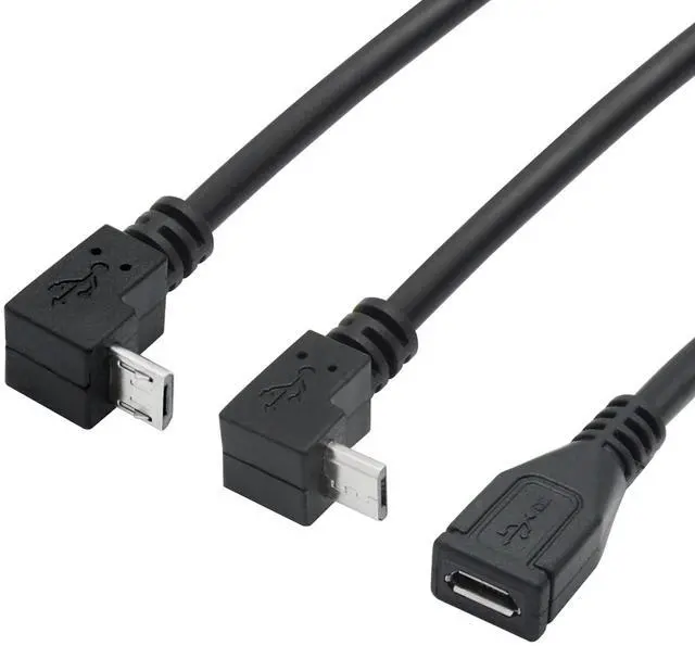 Alt view image 2 of 7 - Short 9in Micro USB Extension Cable 90 Up & Down Angle Male to Female Charging & Sync for Phones Tablets & More (1 Pair)