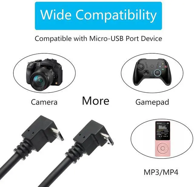 Alt view image 6 of 7 - Short 9in Micro USB Extension Cable 90 Up & Down Angle Male to Female Charging & Sync for Phones Tablets & More (1 Pair)