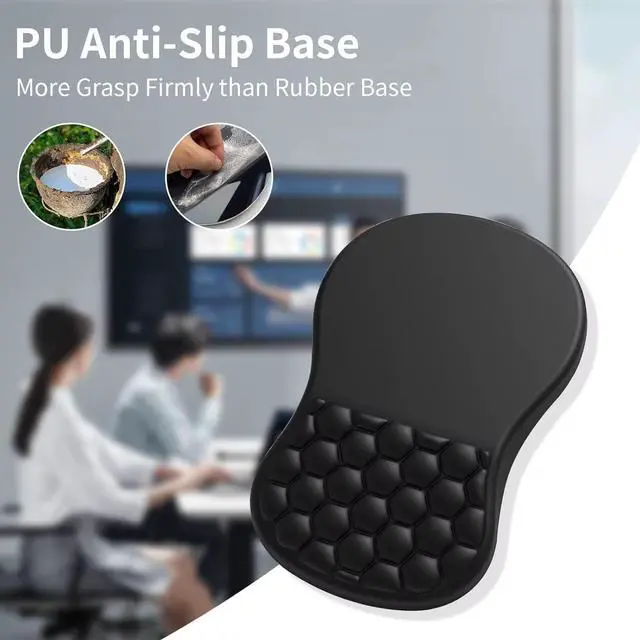 Alt view image 6 of 6 - GeniusPad Ergonomic Mouse Pad with Wrist Support & Massage Design  Memory Foam Cushion Non-Slip PU Base  Carpal Tunnel Pain Relief for Wireless Mouse & Desk Use  12x8 Inch (Black)