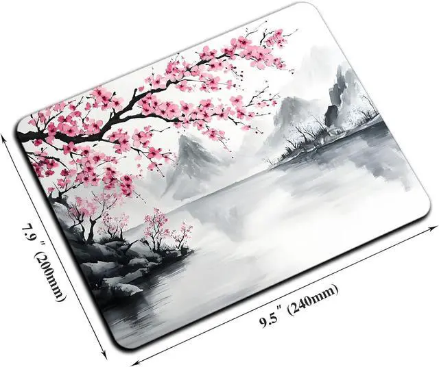 Alt view image 2 of 6 - Mouse Pad Cute Japanese Cherry Blossom Mouse Pads for Desk 9.5 x 7.9 Non-Slip Rubber Base Computer Mousepad with Women Portable Square Design for Wireless Mouse and Pad Laptop Office & Travel