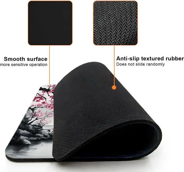Alt view image 3 of 6 - Mouse Pad Cute Japanese Cherry Blossom Mouse Pads for Desk 9.5 x 7.9 Non-Slip Rubber Base Computer Mousepad with Women Portable Square Design for Wireless Mouse and Pad Laptop Office & Travel