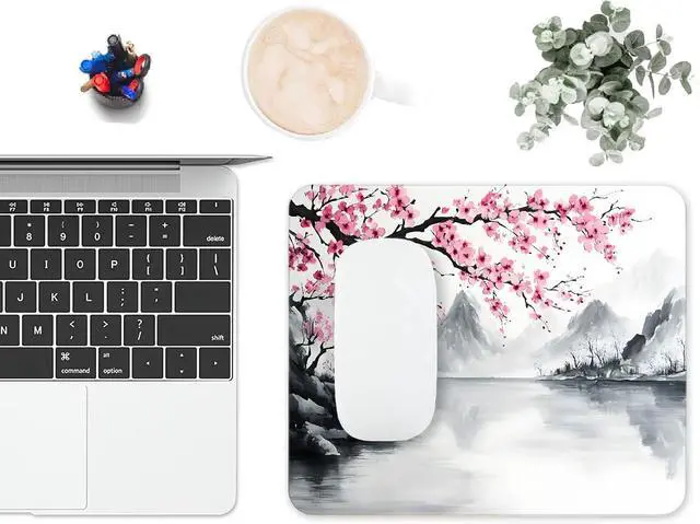 Alt view image 6 of 6 - Mouse Pad Cute Japanese Cherry Blossom Mouse Pads for Desk 9.5 x 7.9 Non-Slip Rubber Base Computer Mousepad with Women Portable Square Design for Wireless Mouse and Pad Laptop Office & Travel