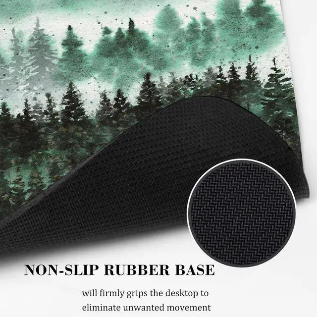 Alt view image 2 of 7 - Green Forest Mouse Pad Cute Watercolor Mountain Tree Nature Scenery Landscape Art Mousepad for Desk Mat Pad Rectangular Vertical Small Office Accessories Decor Computer Laptop Wireless Travel Gaming