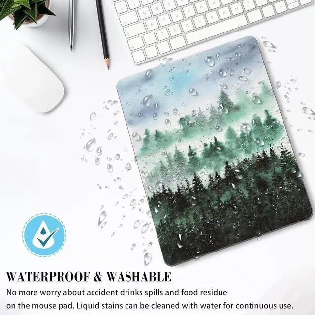 Alt view image 3 of 7 - Green Forest Mouse Pad Cute Watercolor Mountain Tree Nature Scenery Landscape Art Mousepad for Desk Mat Pad Rectangular Vertical Small Office Accessories Decor Computer Laptop Wireless Travel Gaming