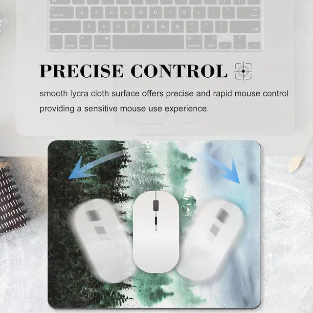 Alt view image 5 of 7 - Green Forest Mouse Pad Cute Watercolor Mountain Tree Nature Scenery Landscape Art Mousepad for Desk Mat Pad Rectangular Vertical Small Office Accessories Decor Computer Laptop Wireless Travel Gaming