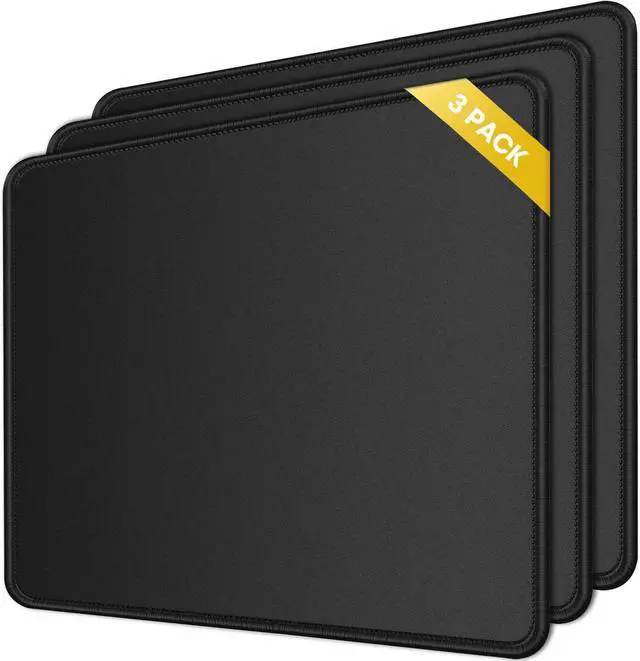 Main image of 3 Pack Mouse Pad with Stitched Edge with Non-Slip Natural Rubber Base Gaming Mousepads Washable Computer Mousepad Mouse Mat for Laptop Office & Gaming 10.2x8.3 Black