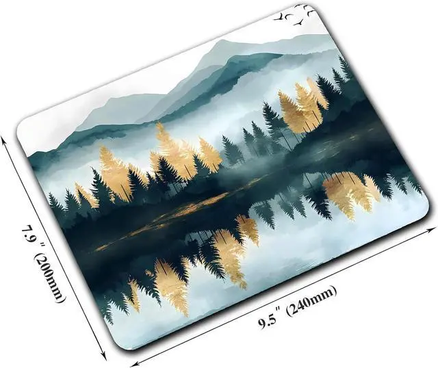 Alt view image 2 of 6 - Aesthetics Misty Forest Mountain Mouse Pads for Desk Portable Wireless Computer Mouse pad Small Design with Women Non-Slip Rubber Base Laptop Mousepad 9.5 x 7.9 Smooth Surface for Office & Travel