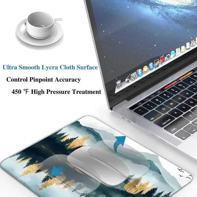 Alt view image 5 of 6 - Aesthetics Misty Forest Mountain Mouse Pads for Desk Portable Wireless Computer Mouse pad Small Design with Women Non-Slip Rubber Base Laptop Mousepad 9.5 x 7.9 Smooth Surface for Office & Travel