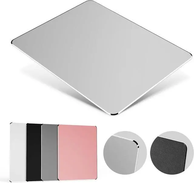 Main image of Hard Metal Mouse Pad for Desk Aesthetic Rigid Mouse Pad for Magic Mouse and MacBook Pro/Air with Stable Rubber Base Aluminum Mousepad for Travel and Home Office (Silver)