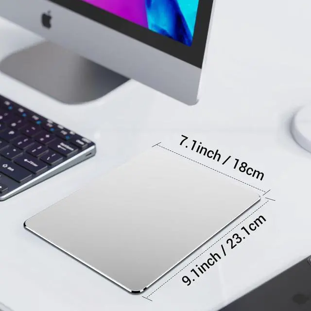 Alt view image 6 of 7 - Hard Metal Mouse Pad for Desk Aesthetic Rigid Mouse Pad for Magic Mouse and MacBook Pro/Air with Stable Rubber Base Aluminum Mousepad for Travel and Home Office (Silver)