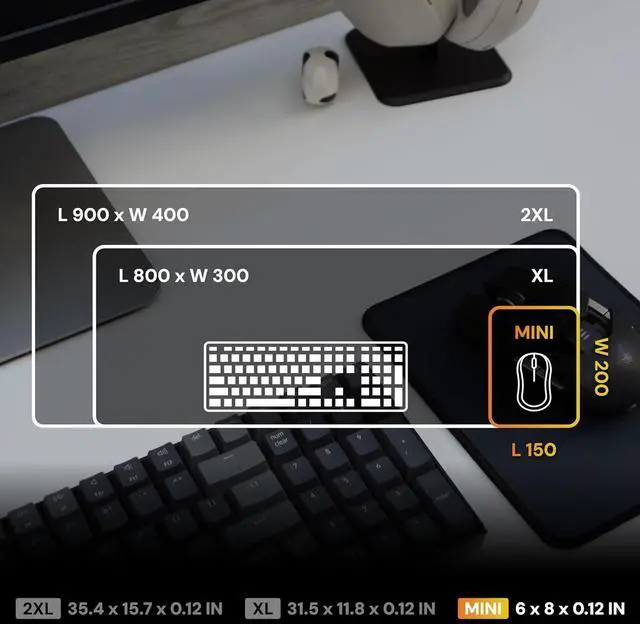 Alt view image 2 of 7 - Small Mouse Pad - Portable 6x8 Inch Minimalist Compact Keyboard Tray with Rubber Base and Stitched Edges Home Office Travel - Tundora Gray Mini