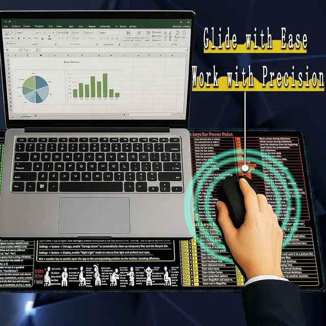 Alt view image 4 of 6 - Excel/Word/Power Point/Windows Mouse pad Non-Slip&Waterproof Large Gaming Office pc Desk mat Over 200 Keyboard Shortcuts Mousepad(27.6L x 11.8W inches)
