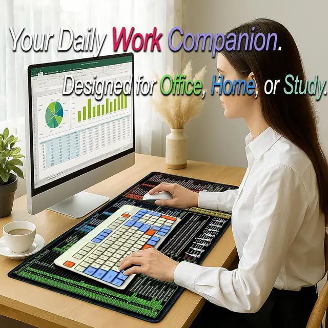 Alt view image 6 of 6 - Excel/Word/Power Point/Windows Mouse pad Non-Slip&Waterproof Large Gaming Office pc Desk mat Over 200 Keyboard Shortcuts Mousepad(27.6L x 11.8W inches)