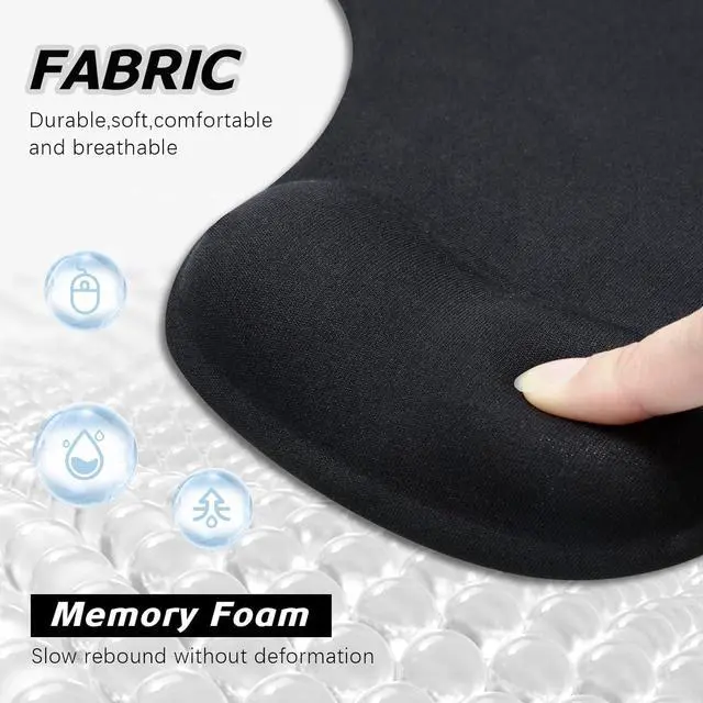 Alt view image 3 of 7 - 6 Pieces Mouse Pad with Wrist Rest Gel Black Comfortable Computer Mouse Wrist Pad Gel for Laptop Gaming Desk Office