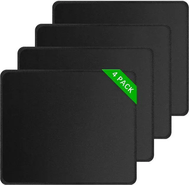 Main image of 4 PCS Black Mouse pad Bulk with Stitched Edge 10.2x8.3inches 3mm Thickness Premium Textured Non-Slip Rubber Base Black Mouse pad Washable Gaming Mouse Pad Pack for Office and Home