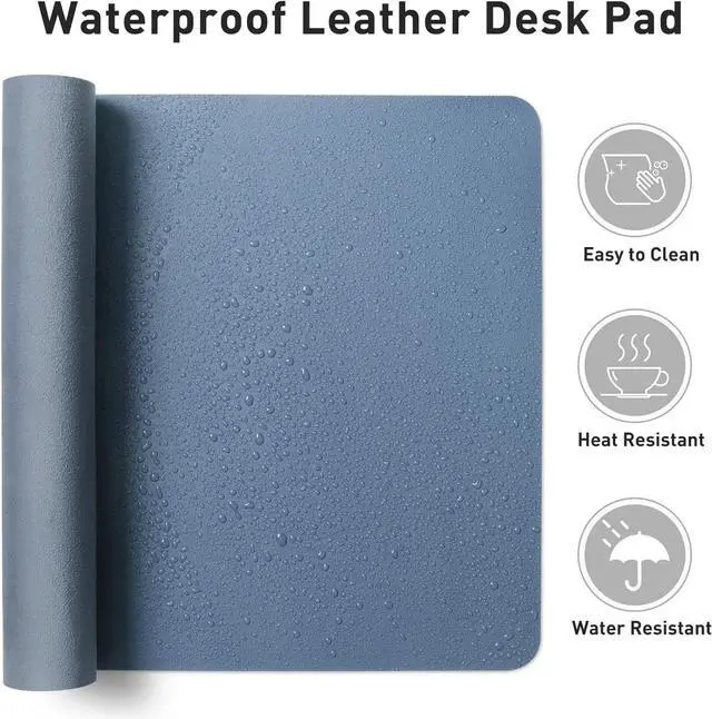Alt view image 6 of 7 - Leather Desk Pad Protector Large Mouse Pad Office Desk Mat Non-Slip PU Leather Desk Blotter Laptop Desk Pad Waterproof Desk Writing Pad for Office and Home (Denim Blue 23.6 x 13.7)