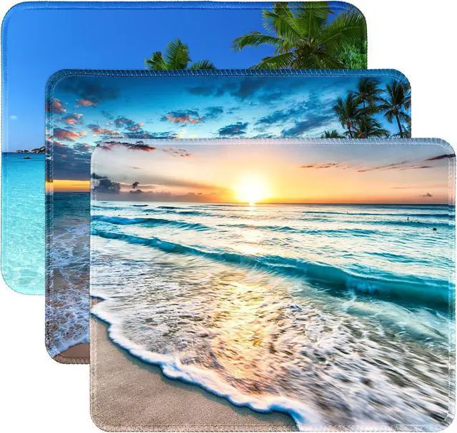 Main image of 3 Pack Small Mouse pad Beach Square Mouse Mat for Wireless Mouse Office Computer Mousepad for Desk Mat Laptop with Non-Slip Rubber Base (Sea)