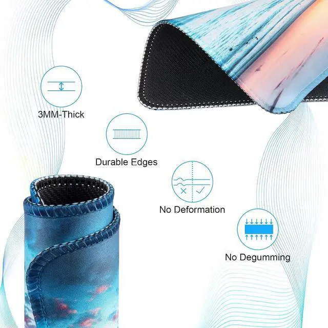 Alt view image 3 of 7 - 3 Pack Small Mouse pad Beach Square Mouse Mat for Wireless Mouse Office Computer Mousepad for Desk Mat Laptop with Non-Slip Rubber Base (Sea)