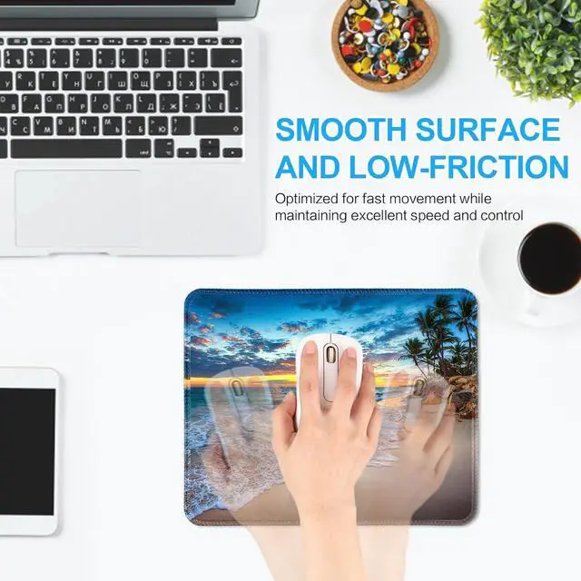 Alt view image 6 of 7 - 3 Pack Small Mouse pad Beach Square Mouse Mat for Wireless Mouse Office Computer Mousepad for Desk Mat Laptop with Non-Slip Rubber Base (Sea)