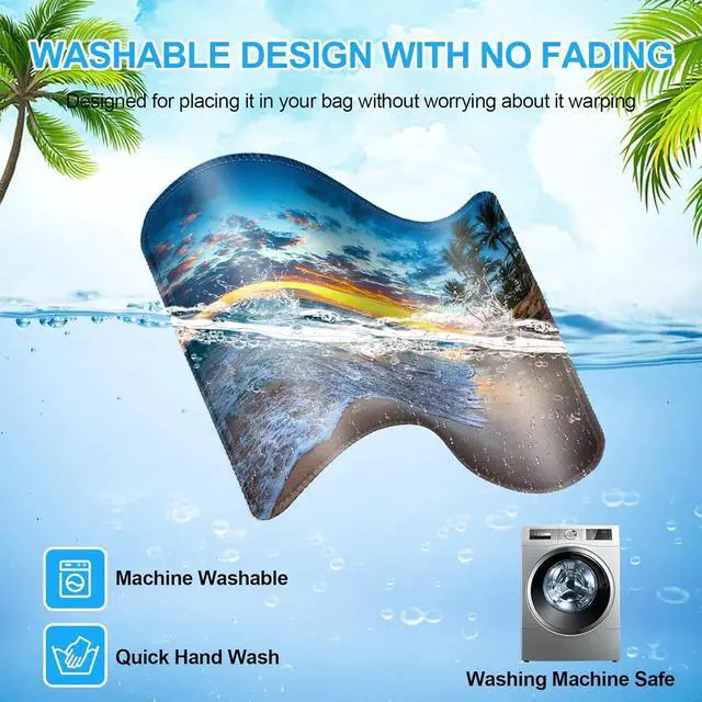 Alt view image 5 of 7 - 3 Pack Small Mouse pad Beach Square Mouse Mat for Wireless Mouse Office Computer Mousepad for Desk Mat Laptop with Non-Slip Rubber Base (Sea)