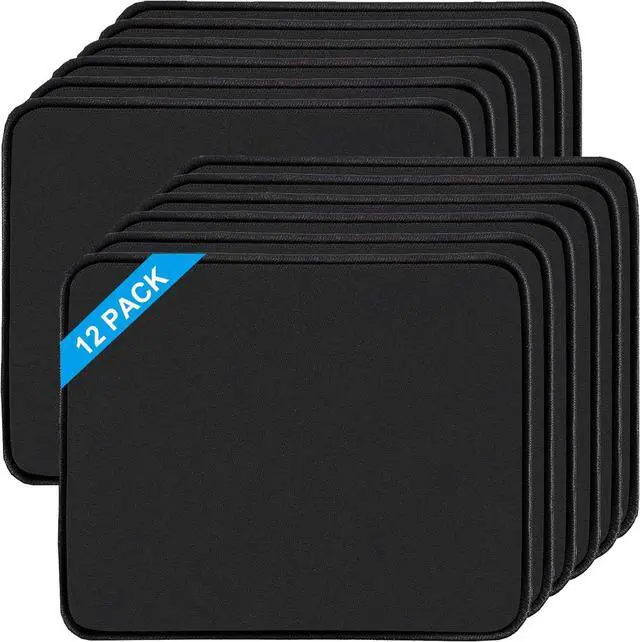 Main image of 12 Pack Mouse Pad Computer Mouse Pads with Non-Slip Rubber Base Washable Mousepad with Stitched Edge Waterproof Mouse Pad for Computers Laptop PC Office & Home Black 10.2x8.2 Inch