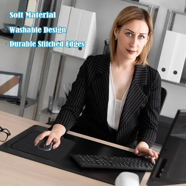 Alt view image 5 of 7 - 12 Pack Mouse Pad Computer Mouse Pads with Non-Slip Rubber Base Washable Mousepad with Stitched Edge Waterproof Mouse Pad for Computers Laptop PC Office & Home Black 10.2x8.2 Inch