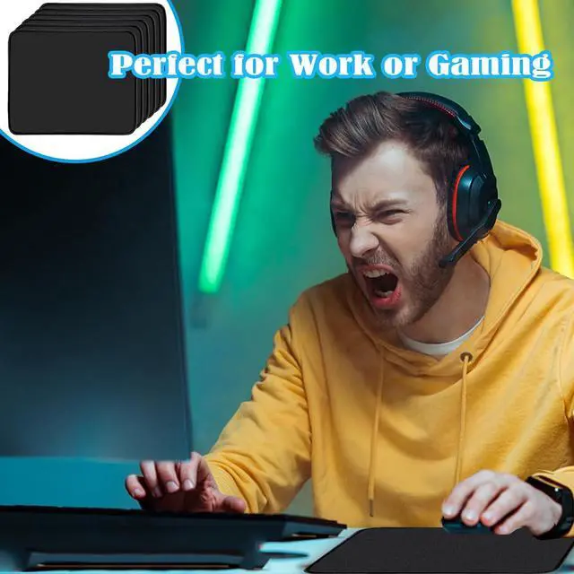 Alt view image 7 of 7 - 12 Pack Mouse Pad Computer Mouse Pads with Non-Slip Rubber Base Washable Mousepad with Stitched Edge Waterproof Mouse Pad for Computers Laptop PC Office & Home Black 10.2x8.2 Inch