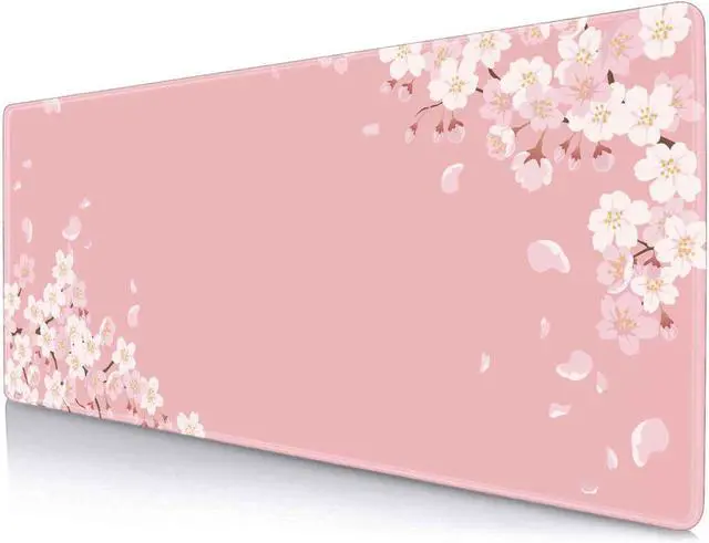Main image of Pink Japanese Desk Mat Cherry Blossom Large Gaming Mouse Pad Non-Slip Rubber Base Mousepad Desk Decor for Women Desk Pad for Work Game Office 31.5x11.8 Inch- Sakura Flowers Aesthetic