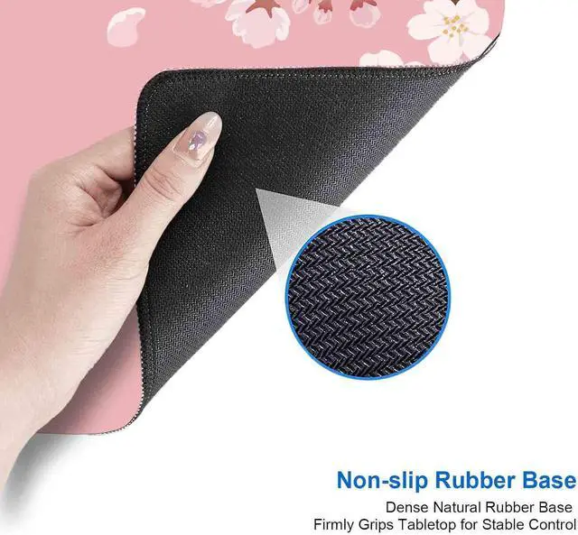 Alt view image 5 of 6 - Pink Japanese Desk Mat Cherry Blossom Large Gaming Mouse Pad Non-Slip Rubber Base Mousepad Desk Decor for Women Desk Pad for Work Game Office 31.5x11.8 Inch- Sakura Flowers Aesthetic
