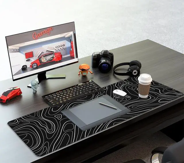 Alt view image 3 of 7 - UJoowalk Topographic Gaming Mouse Pad, Large, Black and White, 31.5 x 11.8 in