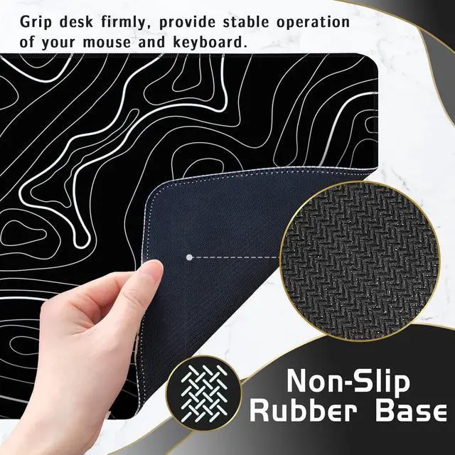 Alt view image 7 of 7 - UJoowalk Topographic Gaming Mouse Pad, Large, Black and White, 31.5 x 11.8 in