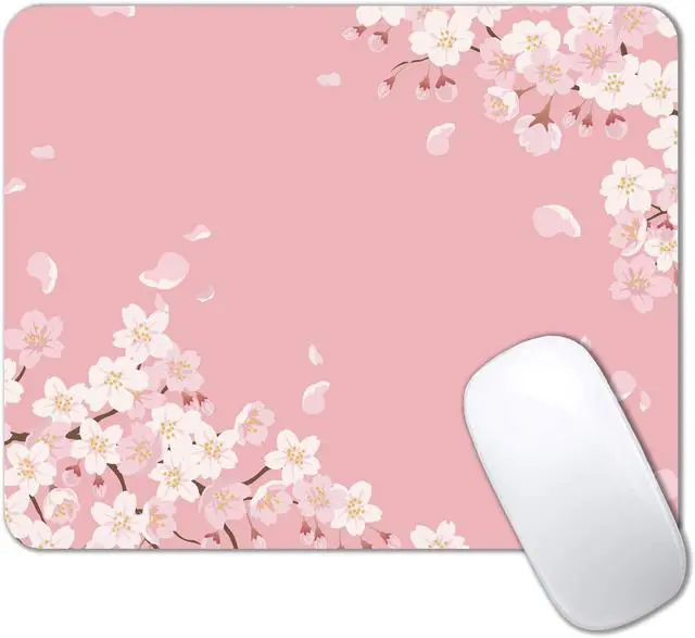 Main image of Cute Pink Mouse Pad Floral Flowers Mouse Pad Sakura Cherry Blossom Mousepad Japanese Aesthetic Desk Decor Anti Slip Rubber Base Mice pad for Computer Office Girl 9.5 x 7.9 Inch
