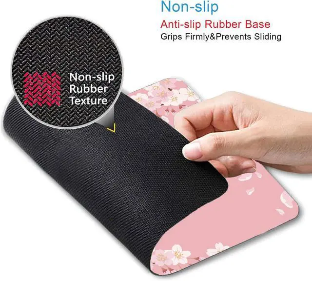 Alt view image 3 of 6 - Cute Pink Mouse Pad Floral Flowers Mouse Pad Sakura Cherry Blossom Mousepad Japanese Aesthetic Desk Decor Anti Slip Rubber Base Mice pad for Computer Office Girl 9.5 x 7.9 Inch